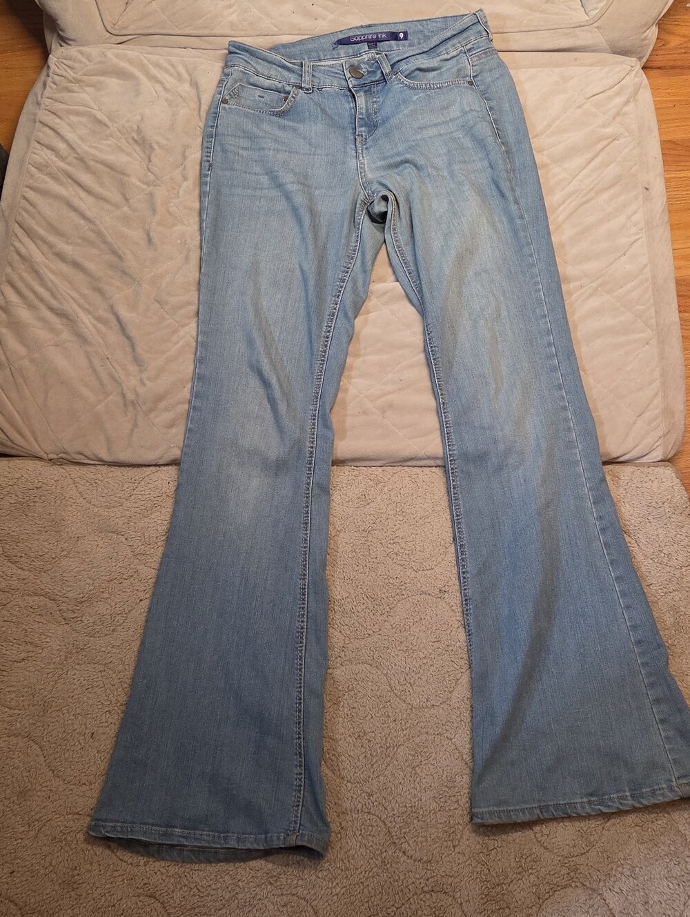 Women's Light Blue Denim Flare Jeans - Size 9